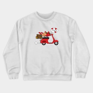 Red Cardinal Lovers on Scooter Crewneck Sweatshirt